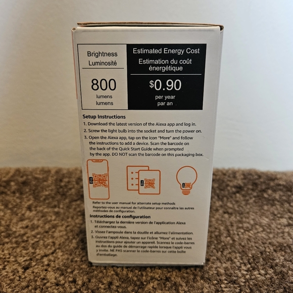 Amazon Basics Smart A19 LED Light Bulb, Dimmable Soft White, 2.4 GHz Wi-Fi, 60W - Picture 2 of 6